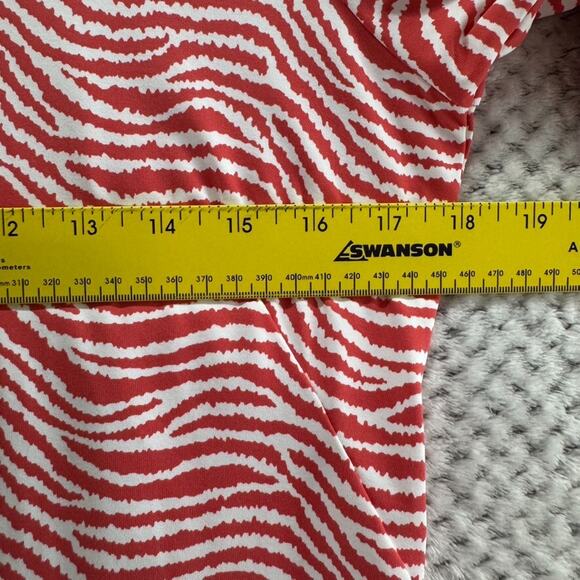 J McLaughlin Dress Women M Red White Wavy Catalina Cloth Sophia 3/4 Sleeve Crew - Picture 12 of 16